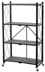MagicHome Raft depozitare, MagicHome, metalic, pliabil, pe roti, 4 polite, negru, max 200 kg, 72x34x127 cm (2211632) Raft