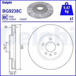DELPHI Tarcza Hamulcowa Przod (bg9238c)