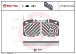 BREMBO set placute frana, frana disc BREMBO PRIME LINE P A6 031 (P A6 031)