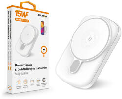 ALIGATOR Powerbank vezeték nélküli töltéssel ALIGATOR Mag-Bank, Magsafe-hoz tervezve, 5000mAh, fehér (AMS03WT)