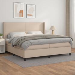 vidaXL Pat continental cu saltea, cappuccino, 200x200 cm, piele eco (3132404)