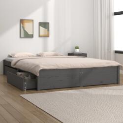 vidaXL Cadru de pat cu sertare Double 4FT6, gri, 135x190 cm (3103500)