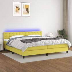 vidaXL Pat cu arcuri, saltea și LED, verde, 200x200 cm, textil (3133508)