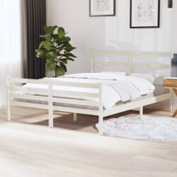 vidaXL Cadru de pat, alb, 140x190 cm, lemn masiv de pin (3103694) - vidaxl
