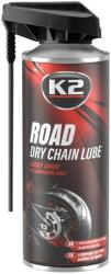 K2 autokosmetika K2 ROAD DRY CHAIN LUBE 400 ml - száraz kenőanyag motorkerékpár láncokhoz