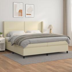 vidaXL Pat continental cu saltea, crem, 200x200 cm, piele ecologică (3132461)