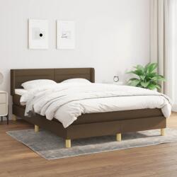 vidaXL Pat box spring cu saltea, maro închis, 140x200 cm, textil (3130348)