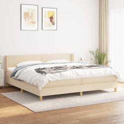 vidaXL Pat box spring cu saltea, crem, 200x200 cm, textil (3130222) - vidaxl