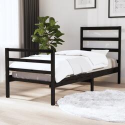 vidaXL Cadru de pat mic single, negru, 75x190 cm, lemn masiv de pin (3103677)