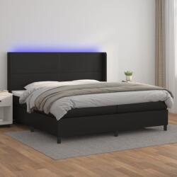 vidaXL Pat box spring cu saltea, negru, 200x200 cm, piele ecologică (3139283) - vidaxl