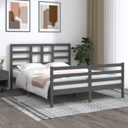 vidaXL Cadru de pat King Size, gri, 150x200 cm, lemn masiv (3105867)