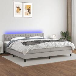 vidaXL Pat cu arcuri, saltea și LED, gri deschis, 200x200 cm, textil (3133421) - vidaxl
