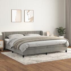 vidaXL Pat box spring cu saltea, gri deschis, 200x200 cm, catifea (3127631) - vidaxl