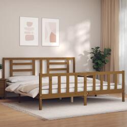 vidaXL Cadru pat cu tăblie Super King Size, maro miere, lemn masiv (3192899)