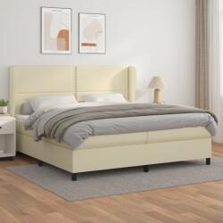 vidaXL Pat continental cu saltea, crem, 200x200 cm, piele ecologică (3128993)