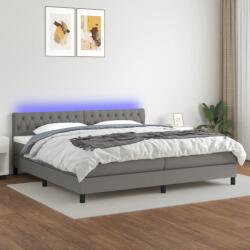 vidaXL Pat cu arcuri, saltea și LED, gri închis, 200x200 cm, textil (3133422) - vidaxl