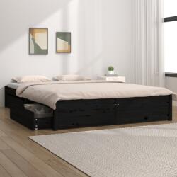 vidaXL Cadru de pat cu sertare, negru, 140x200 cm (3103517)