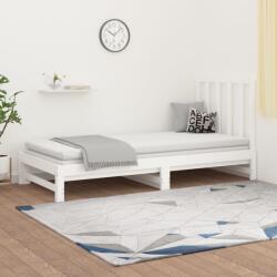 vidaXL Pat de zi extensibil, alb, 2x(90x190) cm, lemn masiv de pin (3108328)