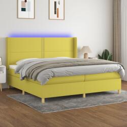 vidaXL Pat cu arcuri, saltea și LED, verde, 200x200 cm, textil (3138828)