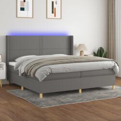 vidaXL Pat cu arcuri, saltea și LED, gri închis, 200x200 cm, textil (3138822)