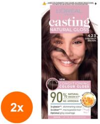 L'Oréal Set 2 x Vopsea de Par Semi-Permanenta L'Oreal Paris Casting Natural Gloss, 423 Brown Noisette, 180 ml