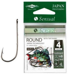 Mikado Sensual Round 8 Füles Szakállas Egyágú Ragadozóhalas Horog 10db (HS012B-8B)