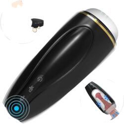 Sex HD Hawk - akkus, rezgő-szívó maszturbátor (fekete-fehér) - sexshopcenter