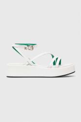 Tommy Hilfiger bőr szandál TH STRAP PLATFORM fehér, női, platformos, FW0FW07728 - fehér Női 40