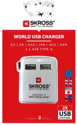 SKROSS WORLD USB töltő, utazó, 2xUSB-A (EU, UK, US, AU, CH, JP) (1.302330)