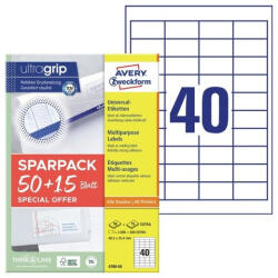 Avery Etikett címke, 48, 5x25, 5mm, univerzális, 65 lap, 40 címke/lap Avery, fehér (4780-65) - bestoffice