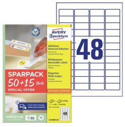 Avery Etikett címke, 45, 7x21, 2mm, univerzális, 65 lap, 48 címke/lap Avery, fehér (L4736REV-65) - iroszer24