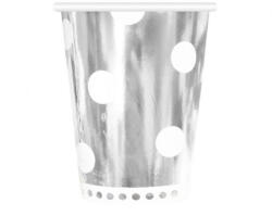 Ezüst B&C Polka Dots Silver papír pohár 6 db-os 266 ml (MLG128178) - oliviashop