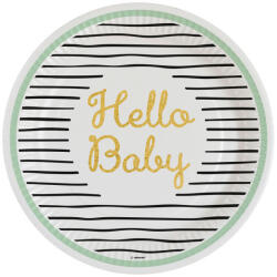Hello Baby Gold papírtányér 8 db-os 23 cm (DPA9913150) - oliviashop
