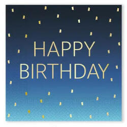 Happy Birthday Golden Blue szalvéta 20 db-os 33x33 cm FSC (PNN96622) - oliviashop
