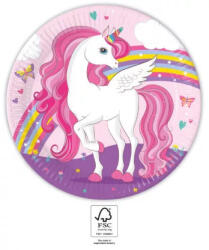 Unikornis Rainbow Colors papírtányér 8 db-os 23 cm FSC (PNN93757)