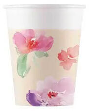 Watercolor Flowers, Virág papír pohár 8 db-os 200 ml (PNN95010) - oliviashop