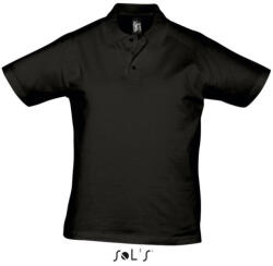 SOL'S Férfi PRESCOTT rövid ujjú galléros pamut piké póló, SOL'S SO11377, Deep Black-S (so11377dbl-s)