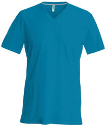 Kariban Férfi oldalvarrott V-nyakú rövid ujjó póló, Kariban KA357, Tropical Blue-4XL (ka357tb-4xl)