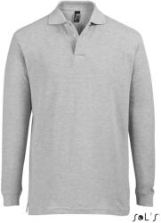 SOL'S Férfi STAR hosszú ujjú galléros pamut póló, SOL'S SO11328, Grey Melange-XL (so11328gm-xl)