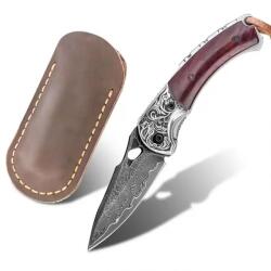 HARAHU HI-29033 damaszk összecsukható kés - Barna KP29033