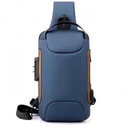 HARAHU TO-25610 Lopásgátló válltáska USB töltővel - Kék KP25610