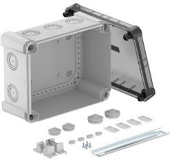 Obo Bettermann 2005100 - X16 R LGR-TR - Leágazódoboz átlátszó fedéllel, 2069 sínnel 240x191x125 grau / transparent (2005100)
