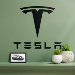 DUBLEZ Fa autó jelzés - Tesla, Fekete