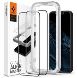 Spigen ALM FC képernyővédő üveg 2db (2.5D, ujjlenyomatmentes, extra karcálló, 9H, ultravékony, színkiemelés) FEKETE Apple iPhone 13, Apple iPhone 13 Pro (AGL03387)