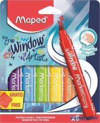 Maped Ablakfilc készlet, vastag, törlőkendővel, 5 mm, MAPED "Marker`Peps", 6 különböző szín (IMA844822) - kecskemetirodaszer