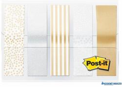 3M Jelölőcímke, műanyag, 5x20 lap, 11, 9x43, 2 mm, 3M POSTIT, fémes nyomatok (LPJ6810) - kecskemetirodaszer