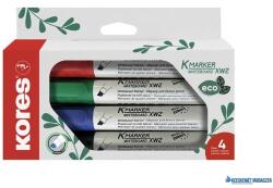 Kores Tábla- és flipchart marker készlet, 3-5 mm, vágott, KORES "ECO K-Marker XW2", 4 különböző szín (IK20744) - kecskemetirodaszer
