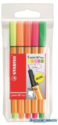 STABILO Tűfilc készlet, 0, 4 mm, STABILO "Point 88 Mini Neon", 5 különböző szín (TST688051) - kecskemetirodaszer