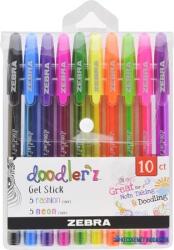 Zebra Zseléstoll készlet, 0, 33 mm, kupakos, ZEBRA "Doodler`z Neon & Fashion", 10 vegyes szín (TZ02618) - kecskemetirodaszer