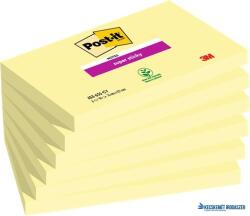 3M Öntapadó jegyzettömb csomag, 76x127 mm, 6x90 lap, 3M POSTIT "Super Sticky", kanári sárga (LP6556SSCYEU) - kecskemetirodaszer
